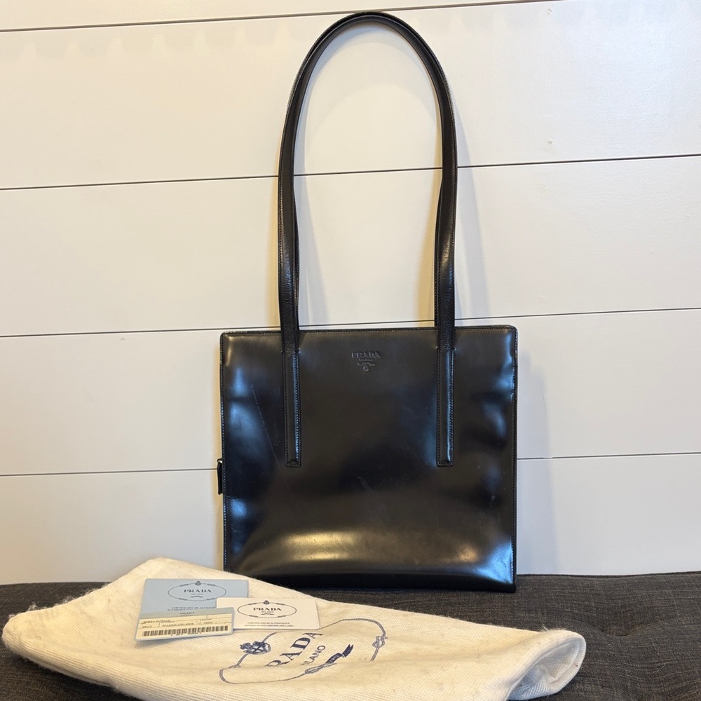 Vintage PRADA Black Spazzolato Tote Bag - Authentic
